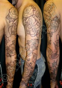 Nice Old School Tattoo On Left Full Sleeve For Men Tattoos regarding sizing 1600 X 2263