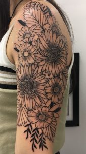 Number 4 Half Sleeve Wildflower Tattoo Took About 3 12 Hours with regard to sizing 736 X 1306