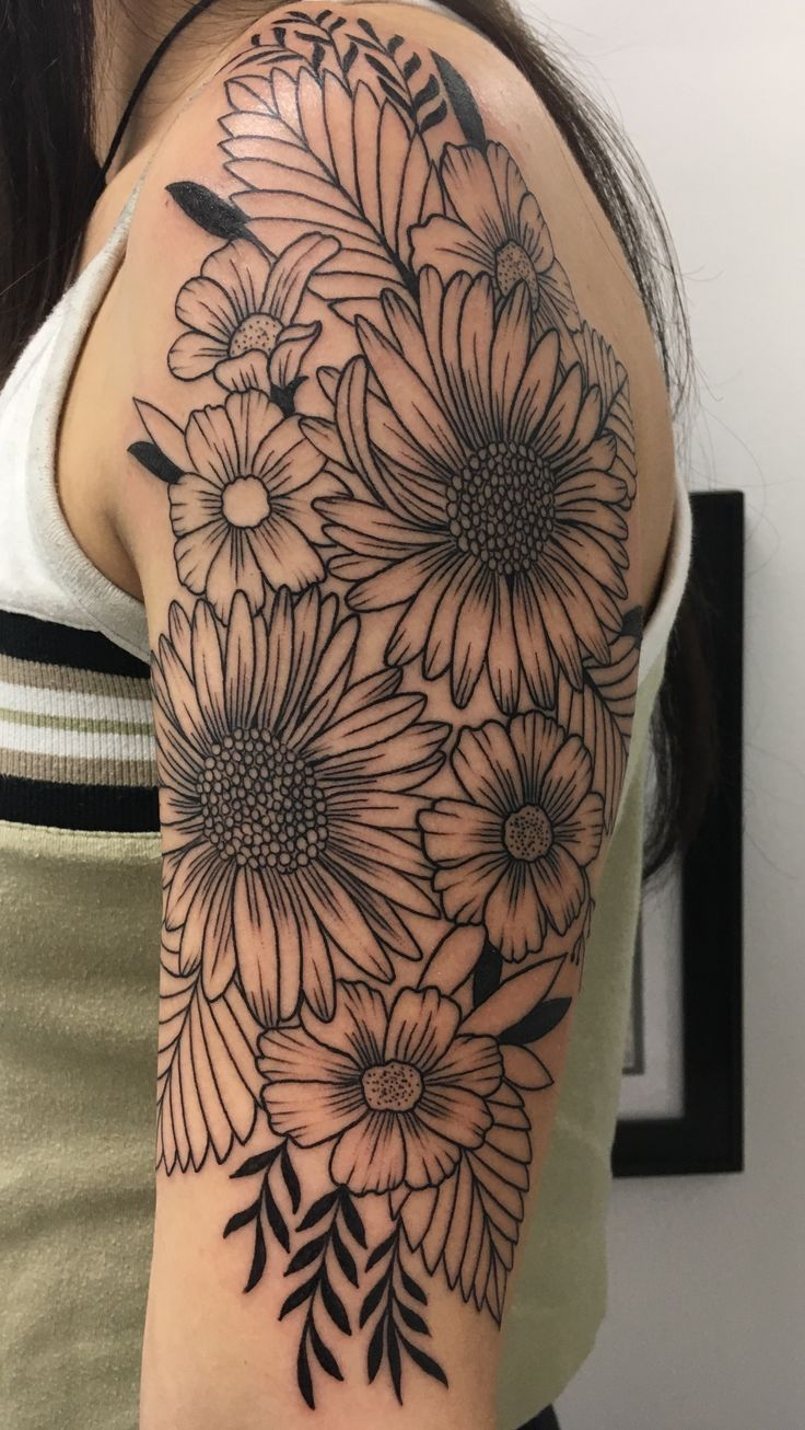 Number 4 Half Sleeve Wildflower Tattoo Took About 3 12 Hours with regard to sizing 736 X 1306