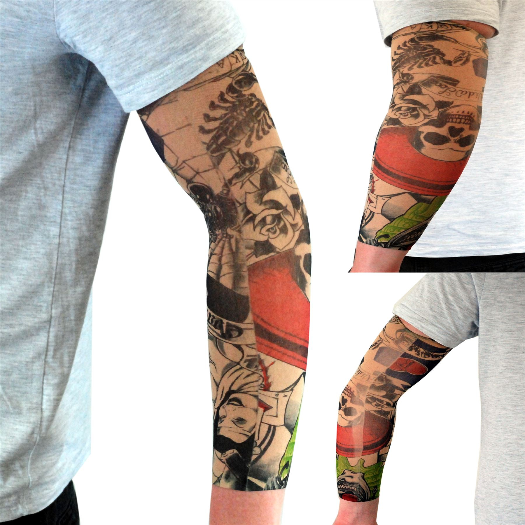 Nylon Stretch Fake Tattoo Sleeves Arms Fancy Dress Party Uk 11 intended for sizing 1800 X 1800