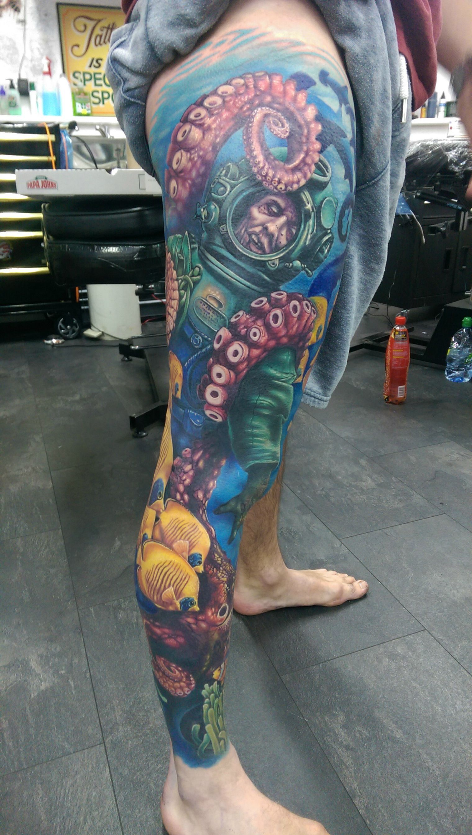 Ocean Themed Leg Sleeve Alex Rattray Of Red Hot And Blue Tattoo inside dimensions 1519 X 2687