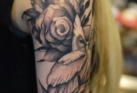Owl With Roses Black And Gray Tattoo On Upper Sleeve Tattoo regarding sizing 2000 X 3008