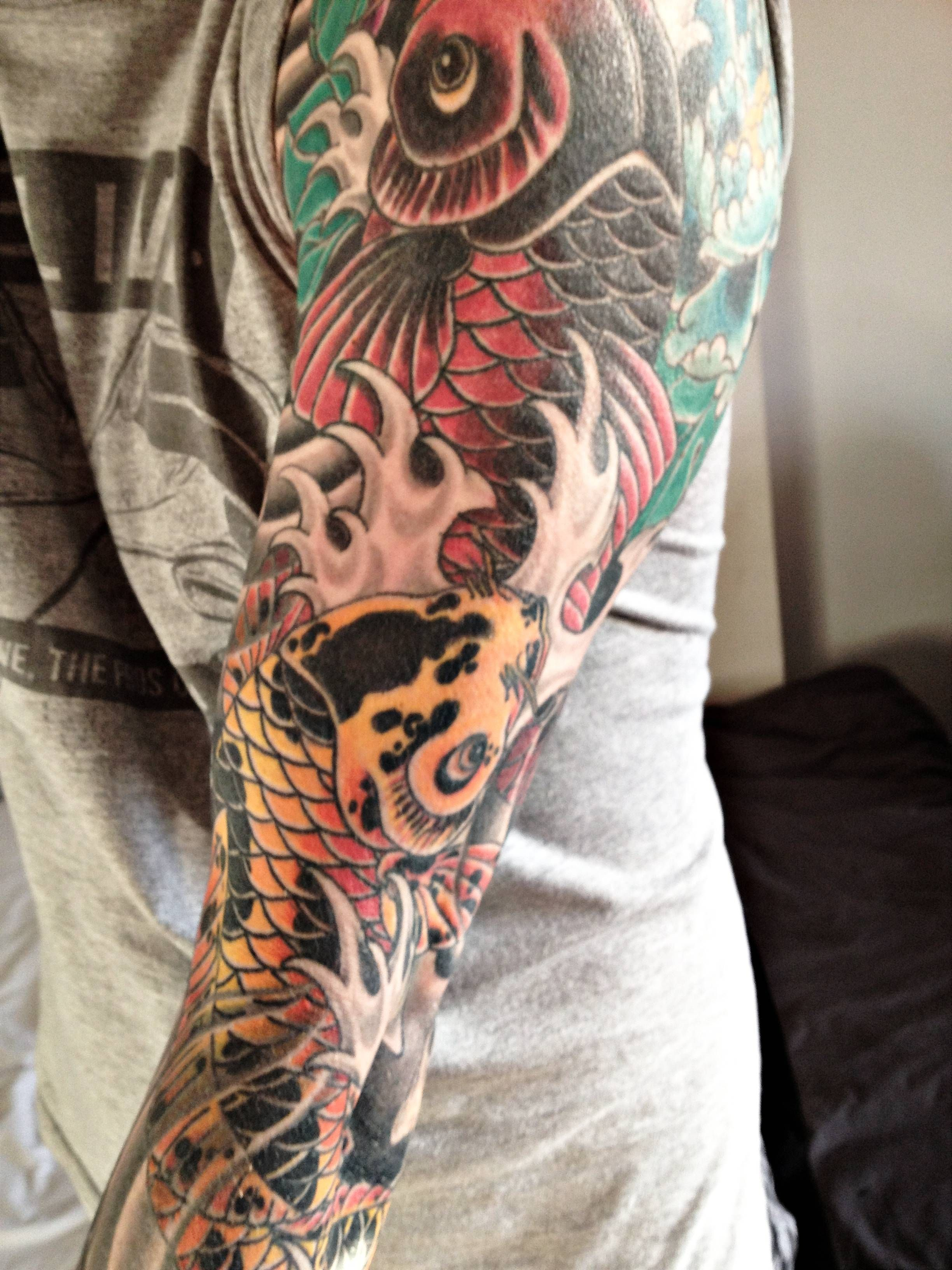 Part Of My Japanese Koi Carp Full Sleeve Done Dom Holmes At The within proportions 2448 X 3264