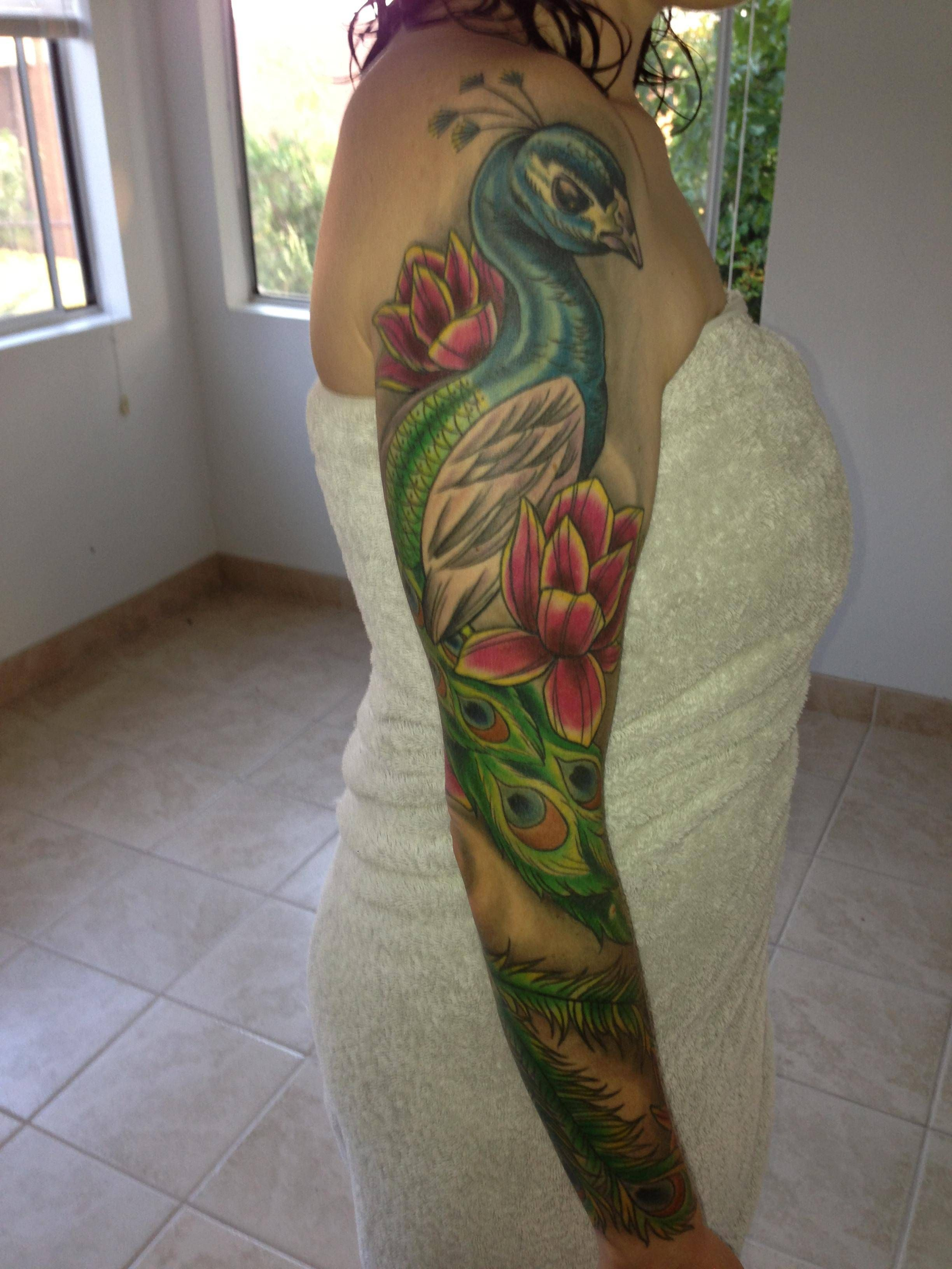 Peacock Sleeve Drew Foster At High Street Tattoo In Columbus inside size 2448 X 3264