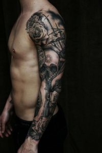 Pirate Sea Shark Skull Ship Sleeve I Would Change Up Some Things with regard to sizing 800 X 1199