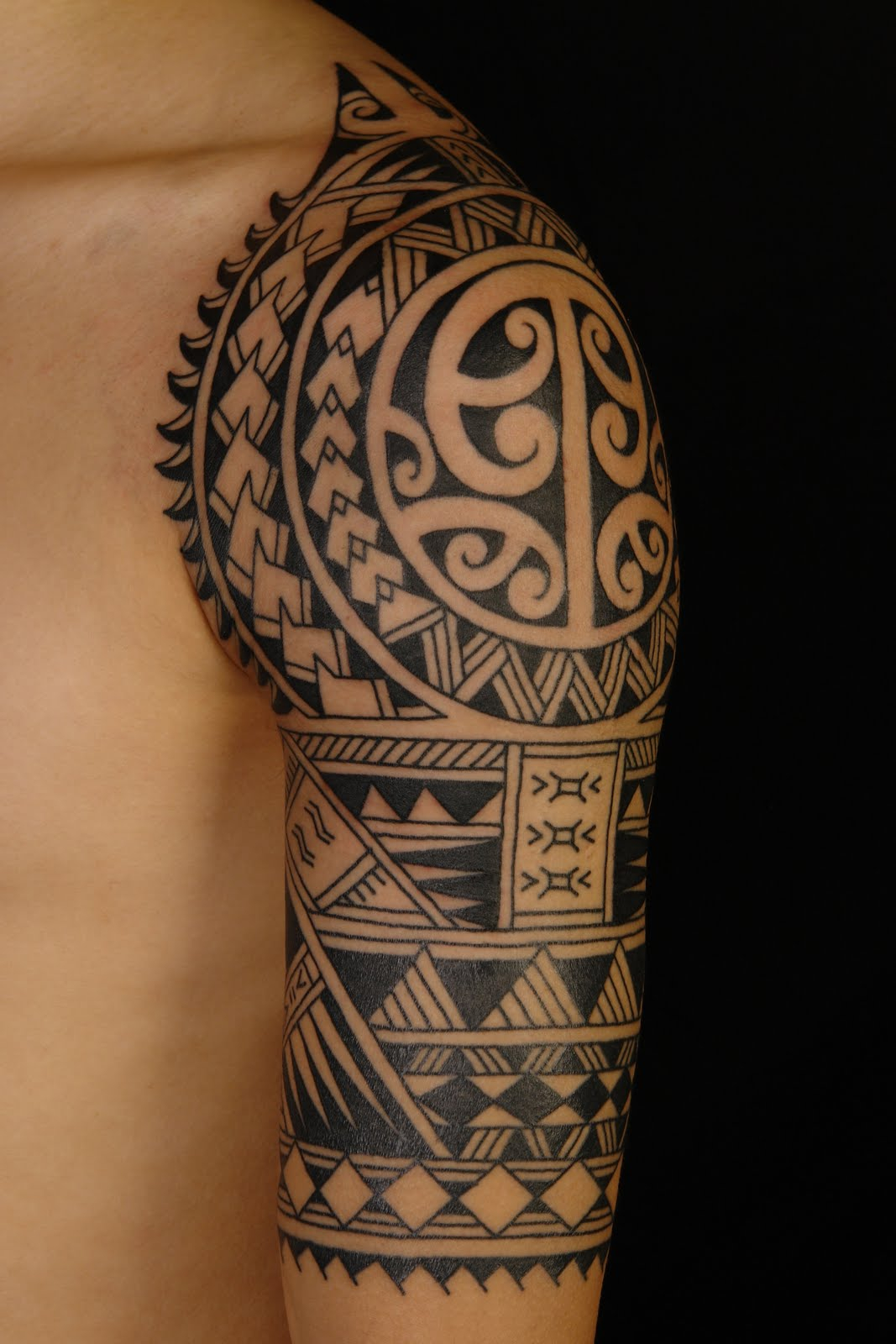 Polynesian Tribal Half Sleeve Tattoo For Men inside proportions 1067 X 1600