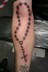 Realistic Black Rosary Forearm Tattoo intended for size 800 X 1200