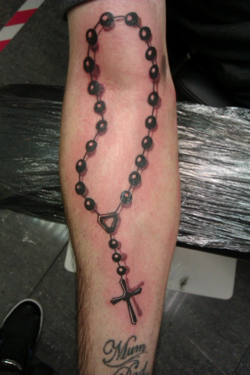 Realistic Black Rosary Forearm Tattoo intended for size 800 X 1200