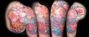 Realistic Floral Half Sleeve Chest And Shoulder Piece Haylo with dimensions 1920 X 800