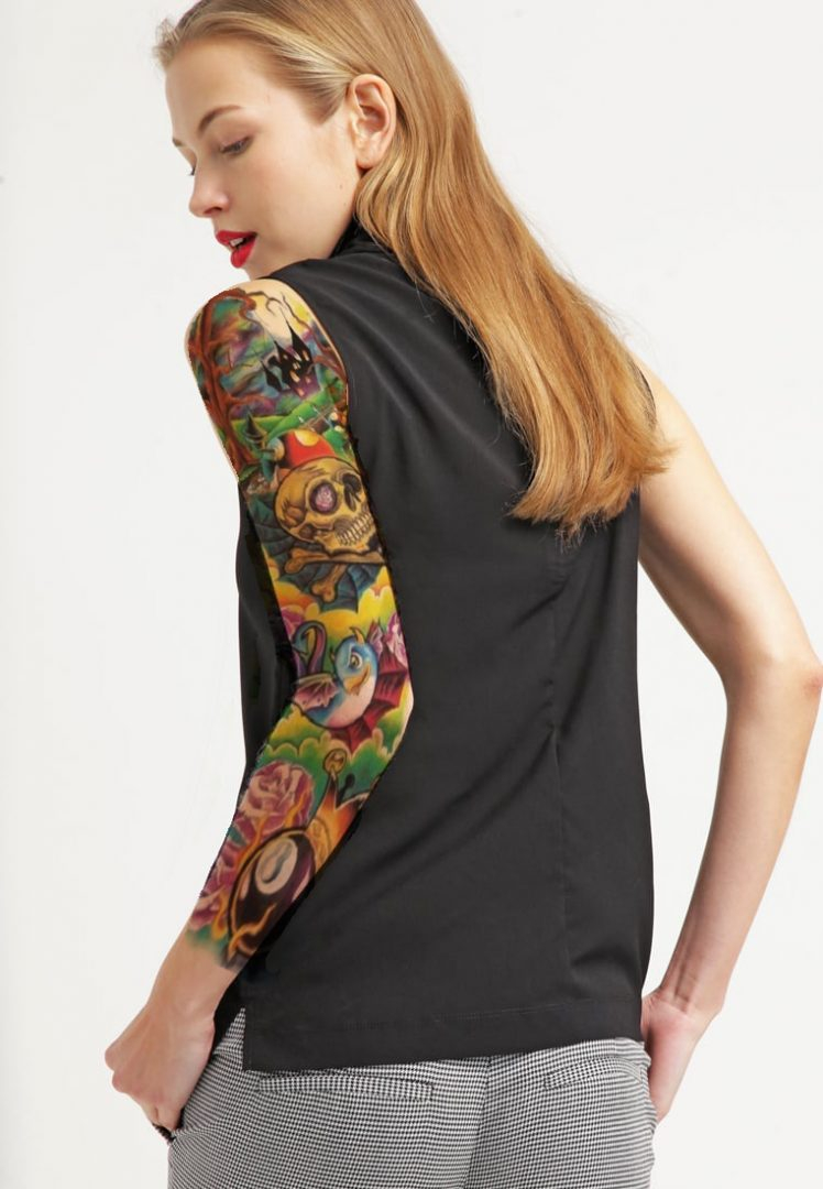 Realistic Temporary Tattoo Sleeve 8 Ball Psychedelic Skull Mens regarding proportions 748 X 1080