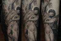 Religious Black Full Sleeve Tattoo Design Dmitriy Samohin throughout proportions 930 X 960