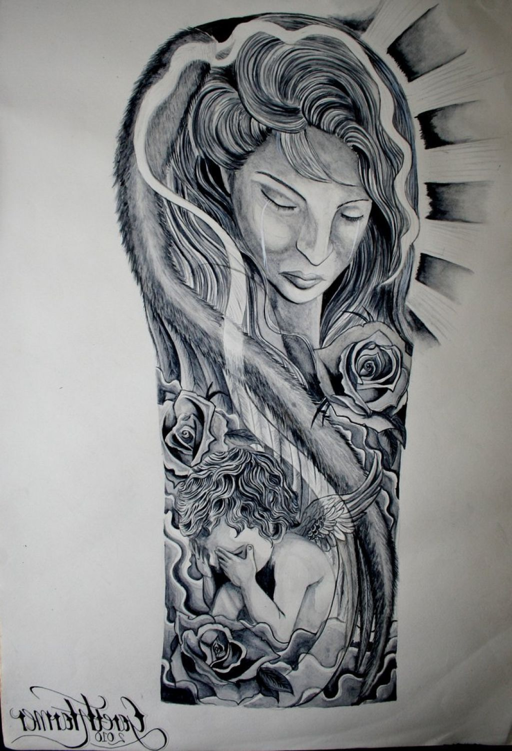 Religious Half Sleeve Tattoo Drawings Tattoo Ink Design Tats with size 1024 X 1501