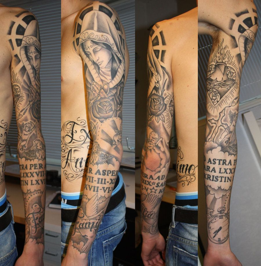 Religious Tattoo Sleeve Unibodydeviantart On Deviantart with regard to proportions 900 X 915