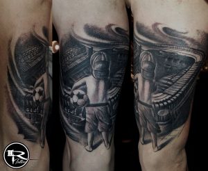 Ricardo Tattoo Wrocaw Pl Tattoo Black And Gray Tattoo Football inside proportions 1099 X 900