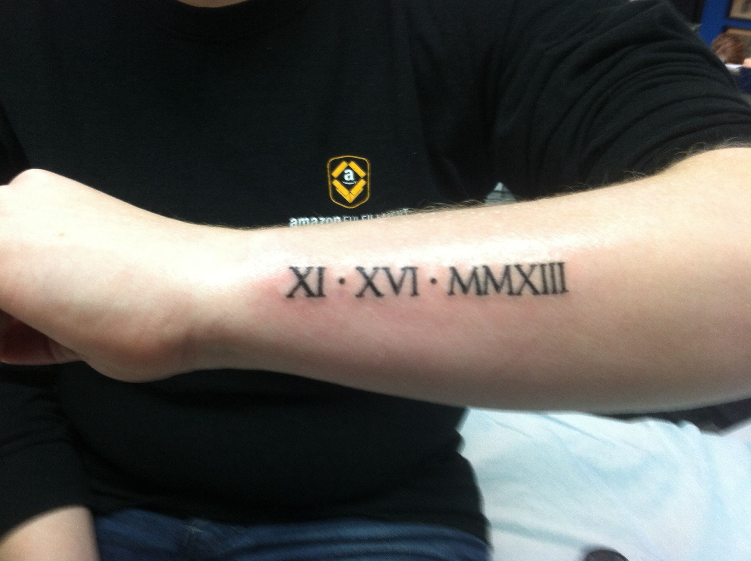 Roman Numerals Tattoo Of Ians Birthday On My Arm My Creations with regard to dimensions 2592 X 1936