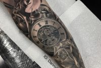 Rose Feather And Pocket Watch Tattoo Design For Men Potential regarding measurements 1818 X 1818