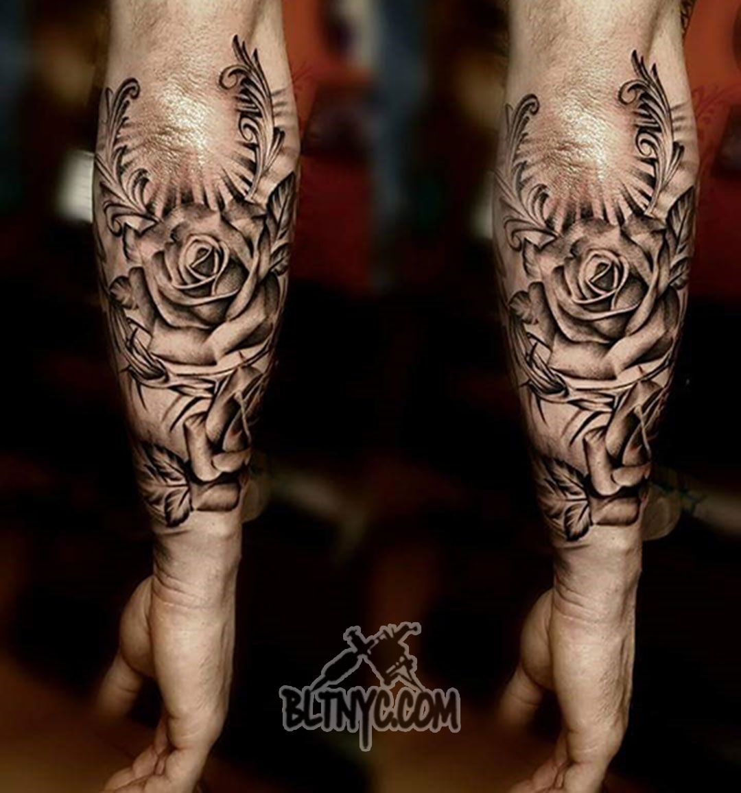 Rose With Thorns Heaven Forearm Tattoo Carlos At Bltnyc Tattoo with proportions 1080 X 1156
