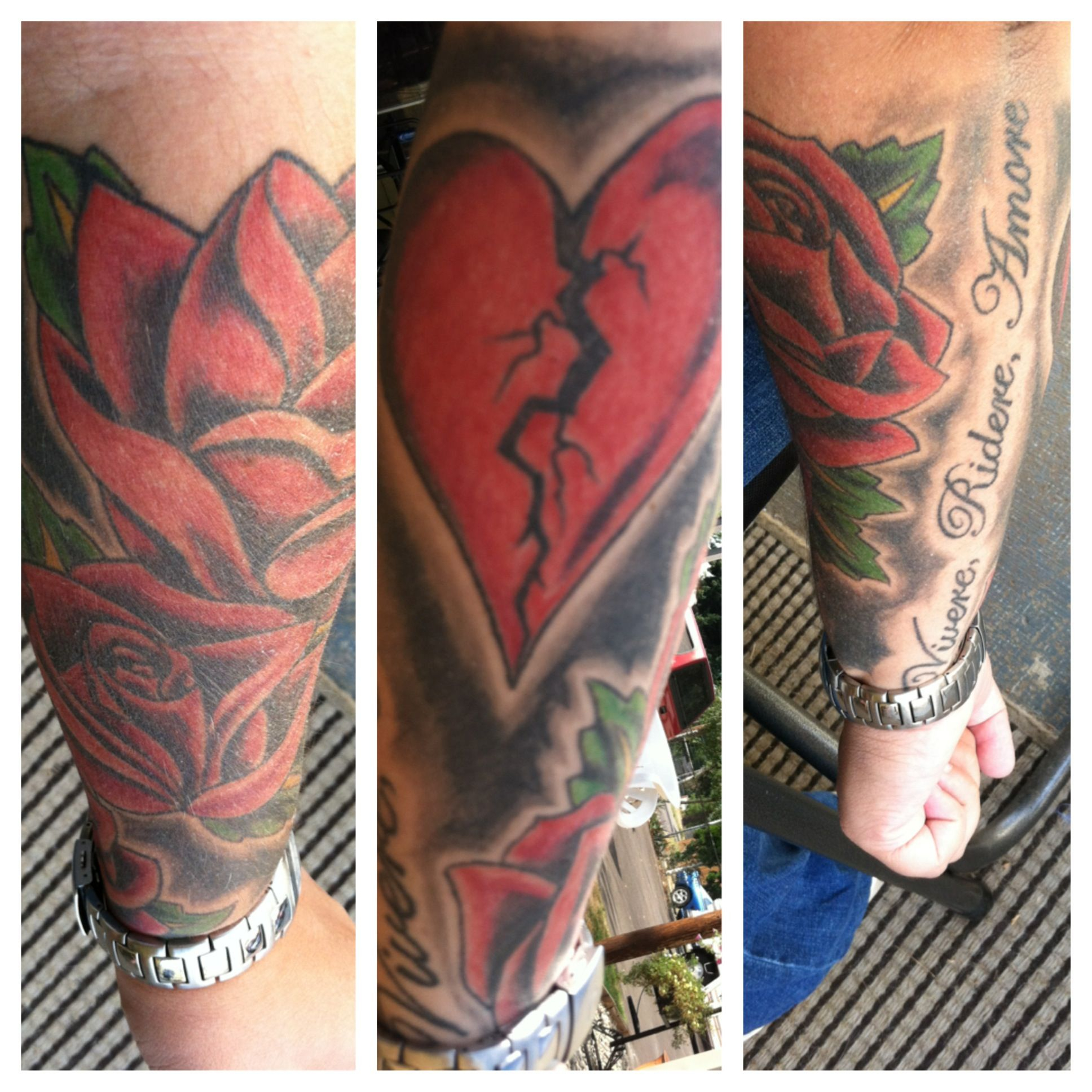 Roses Broken Heart Italian Live Laugh Love Half Sleeve Tattoo for sizing 1936 X 1936