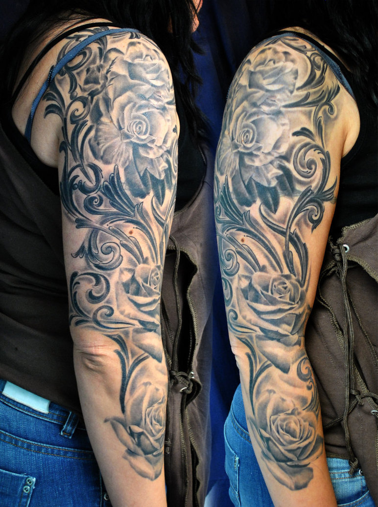 Roses Full Sleeve Tattoo Gettattoo On Deviantart with regard to dimensions 772 X 1034