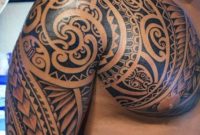 Samoan Tribal Tattoo On Half Sleeve And Chest For Men for measurements 1270 X 1614