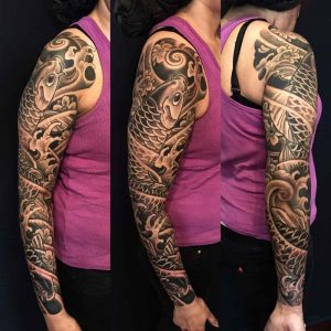 Scar Cover Up Tattoos Koi Japanese Full Sleeve Tattoo Bardadim for size 1000 X 1000