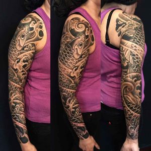 Scar Cover Up Tattoos Koi Japanese Full Sleeve Tattoo Bardadim regarding measurements 1000 X 1000
