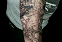 Second Part Of This Amazing Compass And World Map Tattoo Sleeve intended for sizing 1459 X 1597