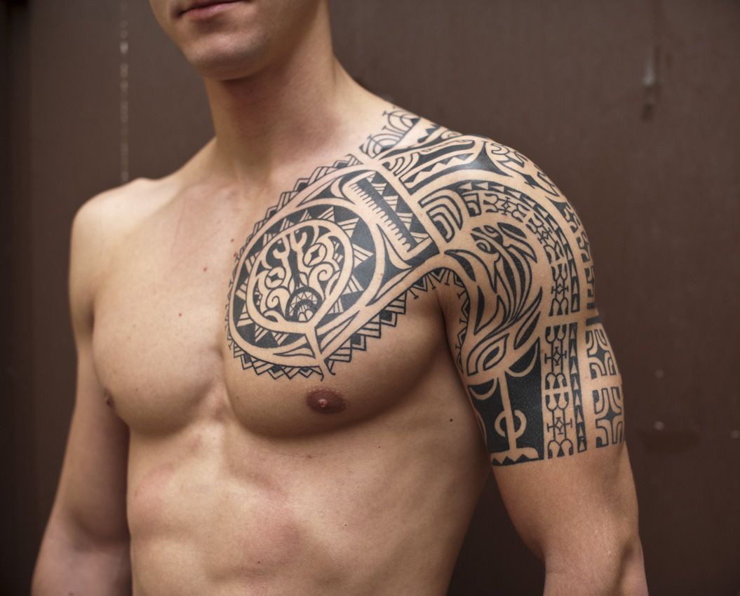 Sexy Men Half Sleeve Tattoos Black Ink Samoan Tribal Half Sleeve for sizing 1055 X 850