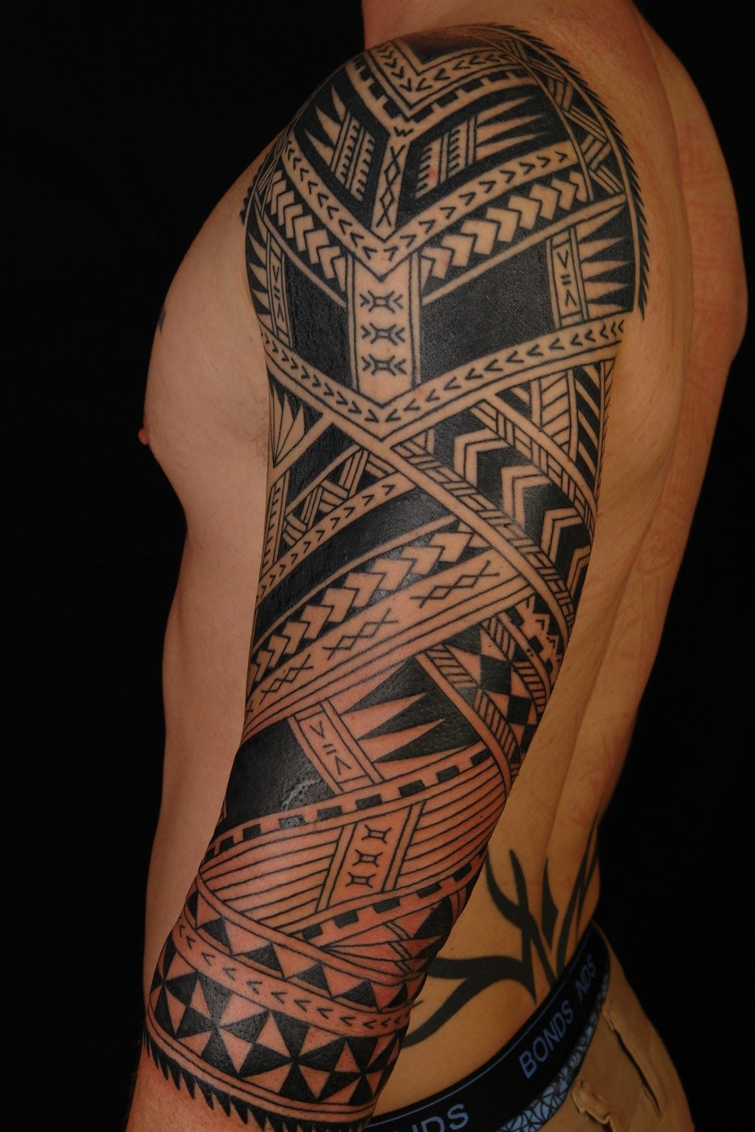 Shane Tattoos Polynesian 34 Sleeve 3 4 Sleeve Tattoos For Men in proportions 1067 X 1600