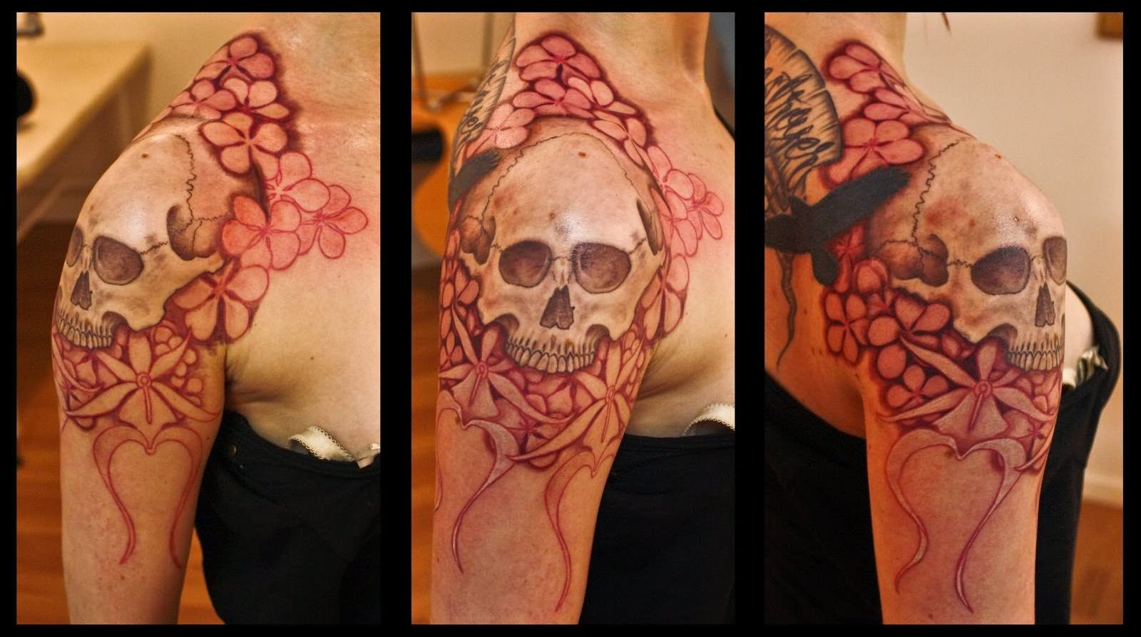 Skull And Flower Sleeve Tattoos For Girls 25 Skull Half Sleeve for sizing 1600 X 894