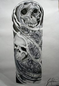 Skull And Roses Sleeve Tattoo Designs Skulls And Roses Tattoo regarding size 800 X 1163