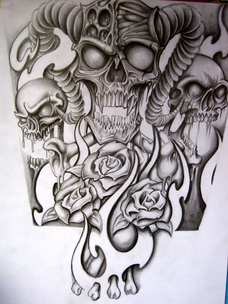 Skull half sleeve tattoos designs