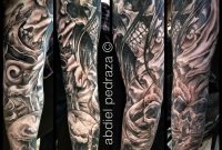 Skull Sleeve Tattoo My Husbands Arm Abdiel Tattoos for dimensions 1000 X 1000