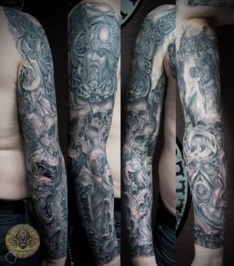 Skullhorrorvikingmilitaryarmsleeve32facetattoo D4x5qcs intended for proportions 900 X 1026