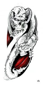 Skulls Quarter Sleeve Wilson419 On Deviantart inside dimensions 637 X 1255