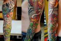 Smiling Girl With Full Sleeve Colorful Tattoos Photo 3 Creative throughout sizing 888 X 900
