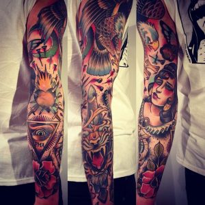 So Dope Moon Woman Rose Eagle Arm Tattoo Neo Traditional Alex with dimensions 1280 X 1280