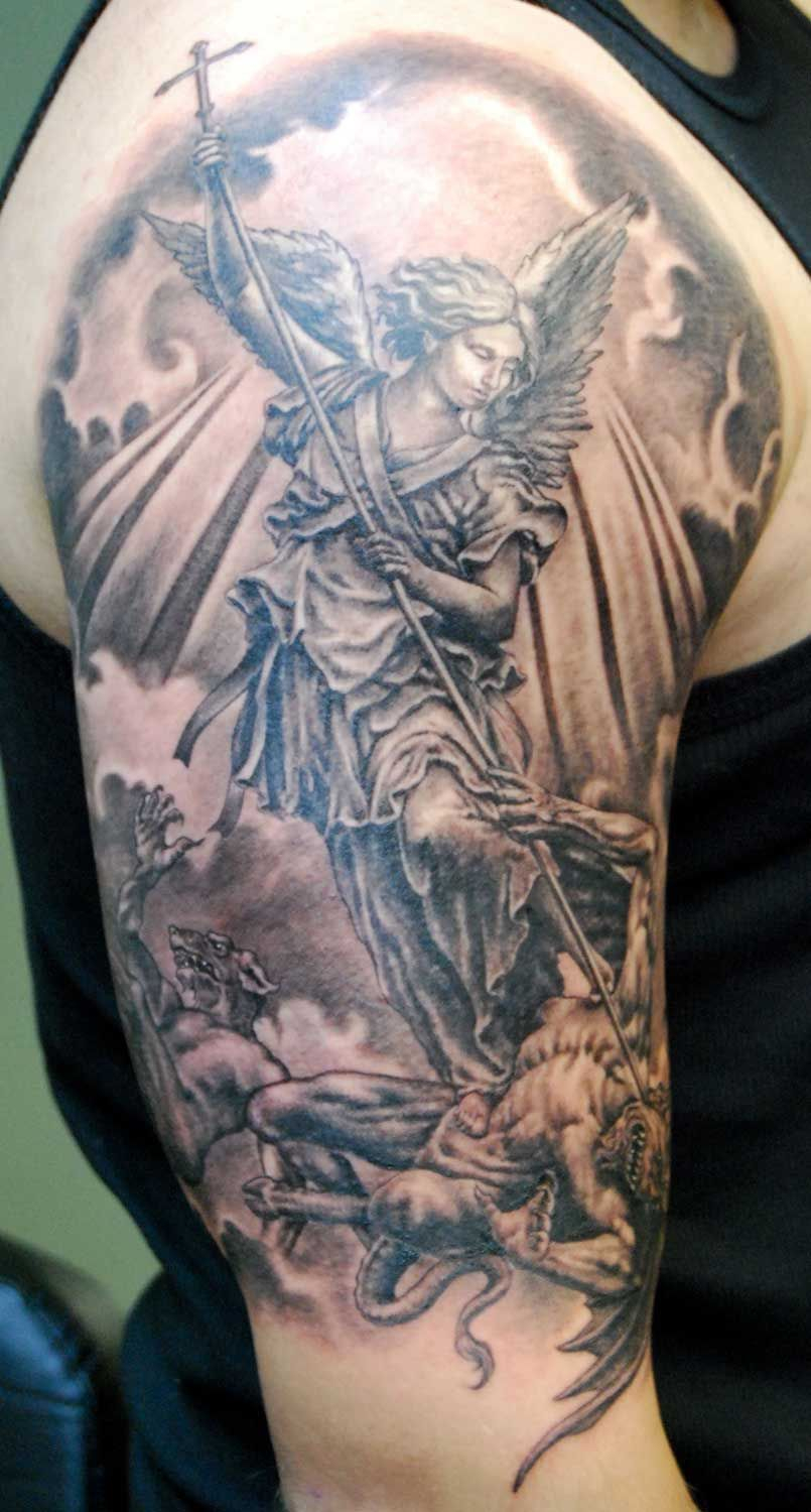 St Michael The Archangel Tattoo Design Blackgray Tattoo Designpic inside dimensions 805 X 1500