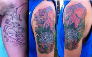 Stage 2 Dinosaur Half Sleeve Jake Walsh The Brass Quill pertaining to sizing 1323 X 825