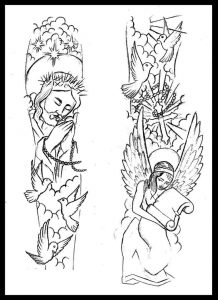 Tattoo Drawings Religious Sleeve Tattoo Design Thirteen7s On within measurements 762 X 1048