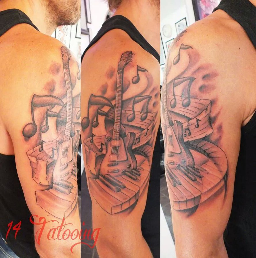 Tattoo Music Theme Colinwhitfieldtattoo On Deviantart with measurements 890 X 897