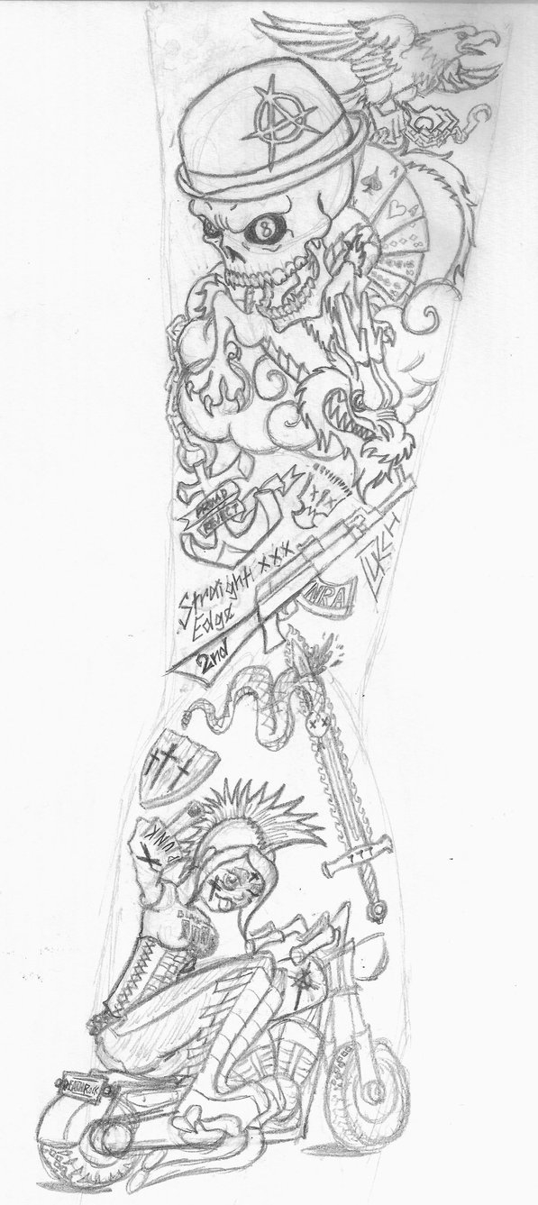 Tattoo Sleeve Horrorpunkotaku On Deviantart intended for proportions 597 X 1337