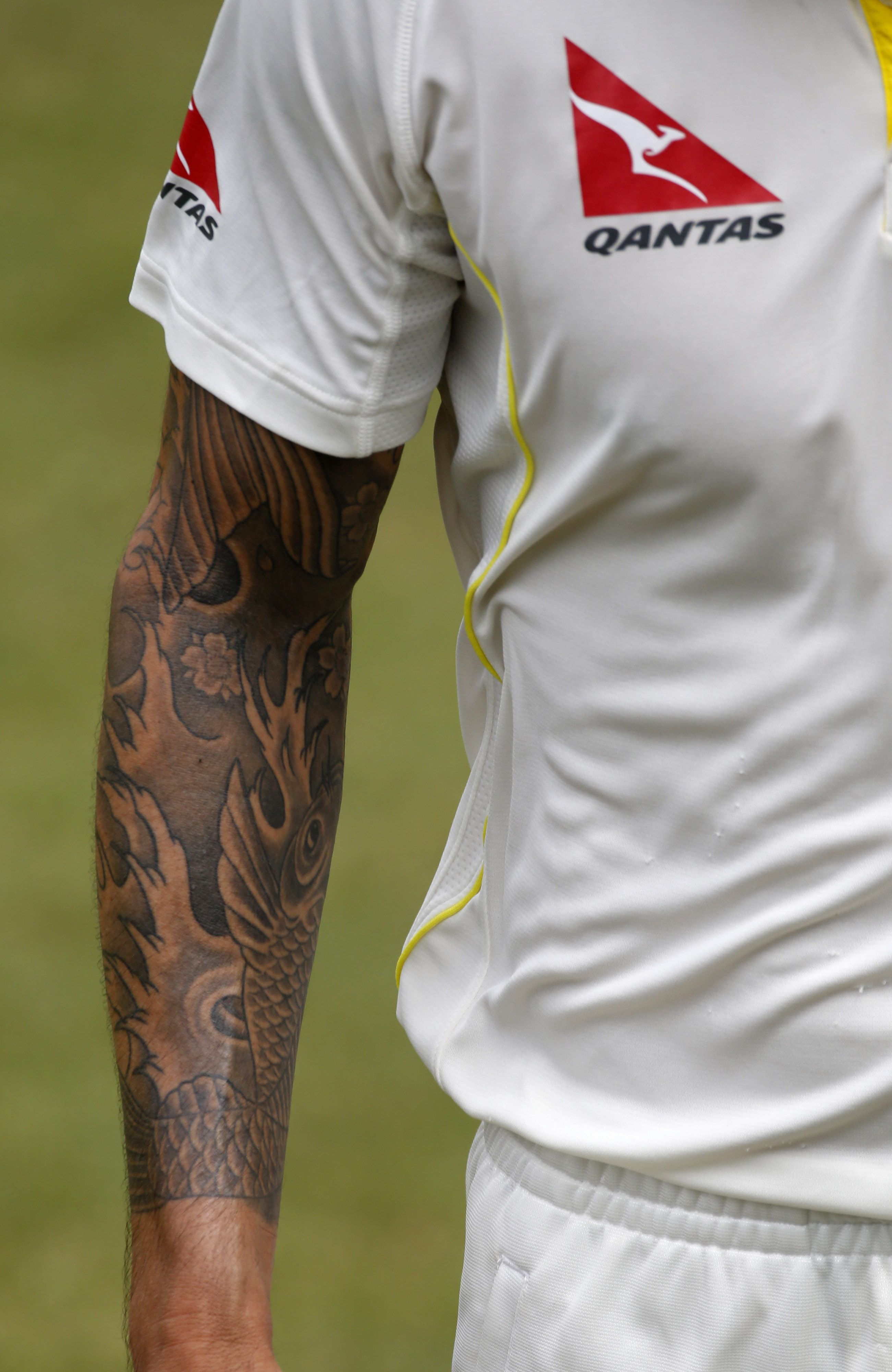 Tattoo Sleeve Of Australias Mitchell Johnson As Seen In A Match for sizing 2602 X 4000