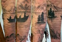 Tattoos Fishing Sleeve Tattoo Beautiful River And Sun Tattoo Nature inside sizing 1080 X 1080