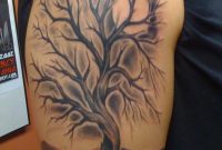 Tattoos Ideas Grey Ink Tree Tattoo Design On Half Sleeve As Well As intended for size 768 X 1024