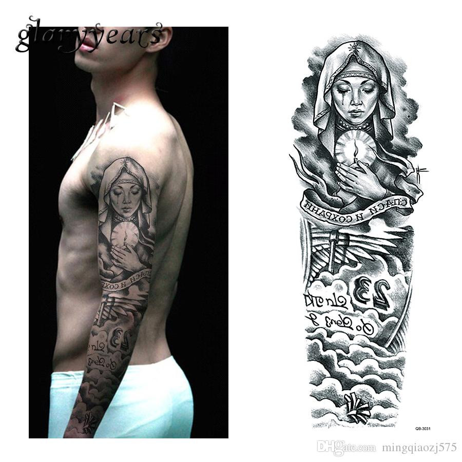 Temporary Tattoo Sticker Nun Girl Pray Design Full Flower Arm Body with regard to size 900 X 900