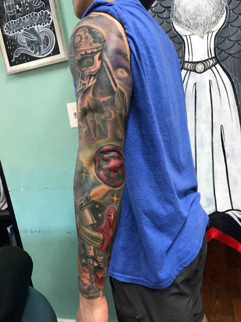 This Star Wars Tattoo Sleeve Shows Dark Side Dedication Nerdist with regard to sizing 768 X 1024