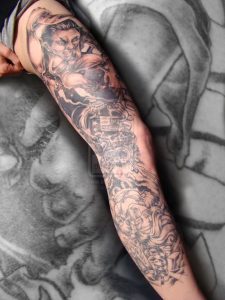 Thug Style Cool Colored Space Tattoo On Sleeve Tattoos Photos with proportions 774 X 1032