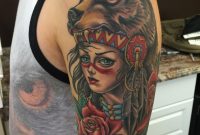 Traditional Bear Head Women With Rose Tattoo On Man Left Half Sleeve inside dimensions 1536 X 2048