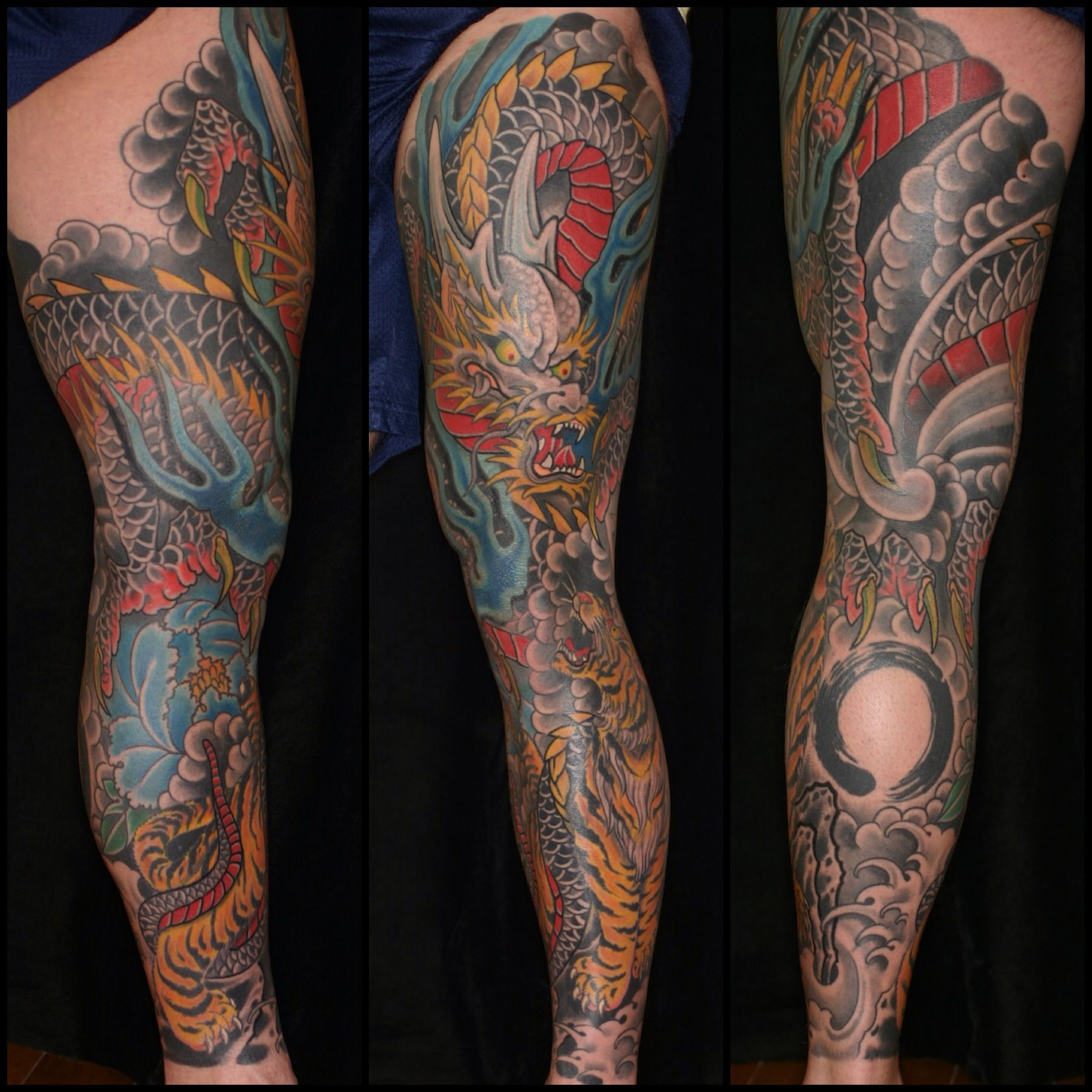 Traditional Japanese Dragons And Tiger Leg Sleeve Ahmed Eldarrat in proportions 1800 X 1800